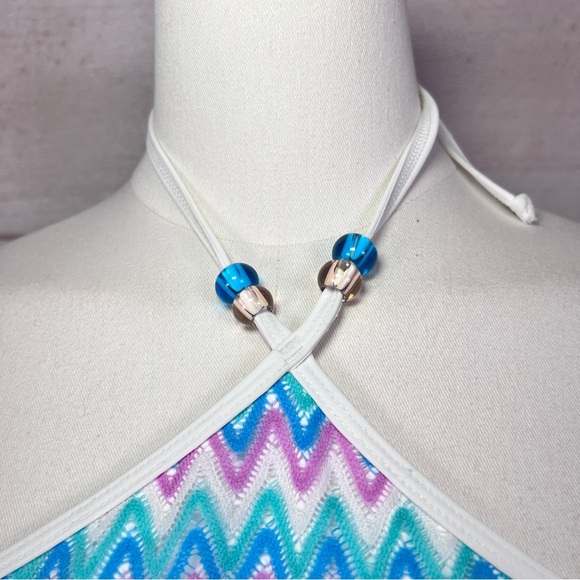 L*Space Mirabella One Piece Swimsuit Halter ZigZag Blue Purple Sz M - Picture 5 of 12